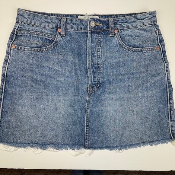 Free People Button Fly Fray Hem Jean Mini Skirt 30 - Picture 10 of 17